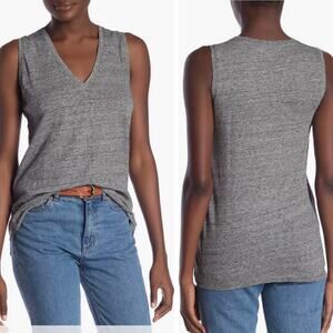 Madewell V-Neck Cotton Tank Heather Pewter Gray Size XXS